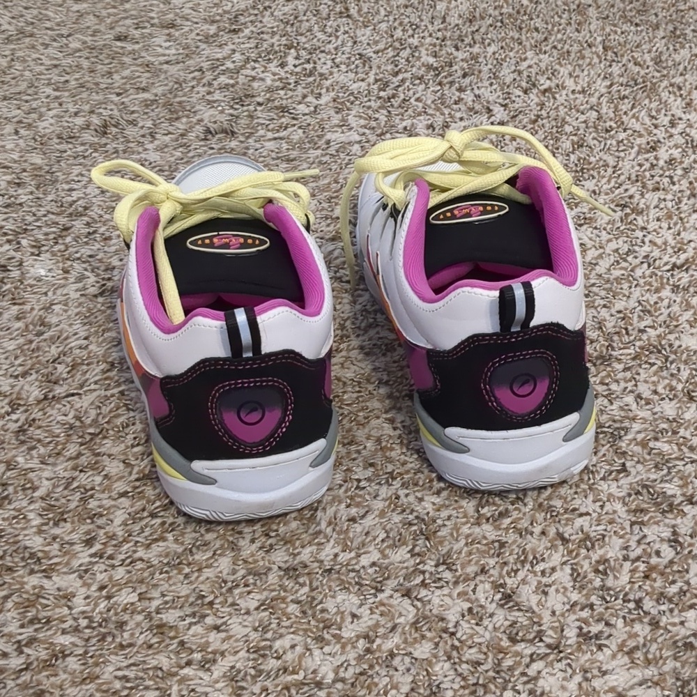Es Symbol Puffy White Purple Skate Sneakers with Yellow Laces 90s Y2K - Picture 5 of 10